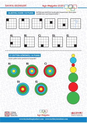 Beyin Olimpiyatları İlkokul Seçmeleri Örnek Yarışma 