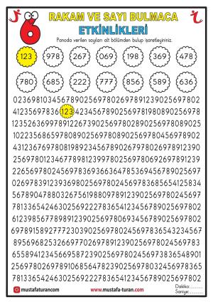 Rakam ve Sayı Bulmaca Etkinliği-20
