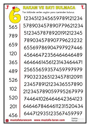 Rakam ve Sayı Bulmaca Etkinliği-22