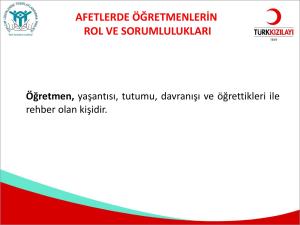 Afetlerde Öğretmenlerin Rol ve Sorumlulukları