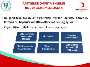 Afetlerde Öğretmenlerin Rol ve Sorumlulukları