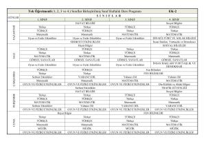 Birleştirilmiş Sınıflar Haftalık Ders Programı