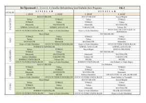 Birleştirilmiş Sınıflar Haftalık Ders Programı