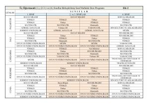 Birleştirilmiş Sınıflar Haftalık Ders Programı