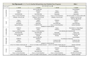 Birleştirilmiş Sınıflar Haftalık Ders Programı