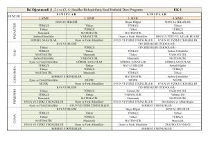 Birleştirilmiş Sınıflar Haftalık Ders Programı