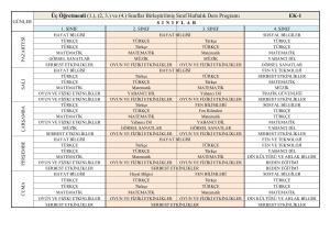 Birleştirilmiş Sınıflar Haftalık Ders Programı