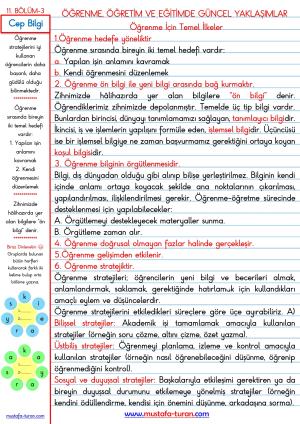 11. Bölüm Öğrenme, Öğretim, Eğitimde Güncel Yaklaşımlar, Öğrenmeyi Etkileyen Faktörler