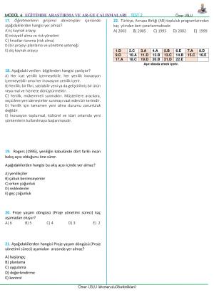 Modül 4- Eğitimde Araştırma ve Ar-Ge Çalışmaları Testi-2