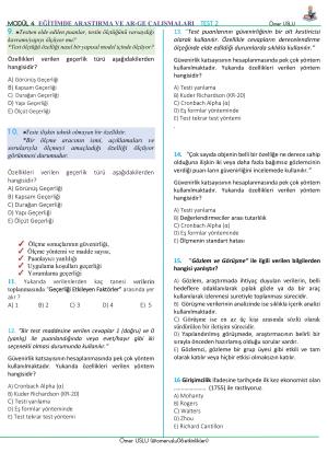 Modül 4- Eğitimde Araştırma ve Ar-Ge Çalışmaları Testi-2