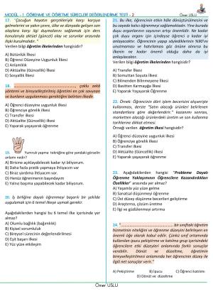 Modül 1- Öğrenme Ve Öğretme Süreçleri Değerlendirme -2