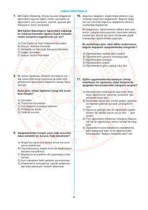 Öğretmenlik Kariyer Basamakları Yazılı Sınavı Uzman Öğretmenlik Örnek Kitapçığı