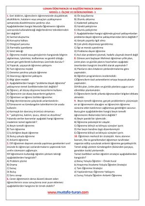 Uzman ve Baş Öğretmenlik Test Soruları 1. Modül 3. Test