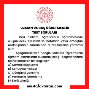 Uzman ve Baş Öğretmenlik Test Soruları 1. Modül 3. Test