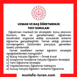 Uzman ve Baş Öğretmenlik Test Soruları 1. Modül 3. Test