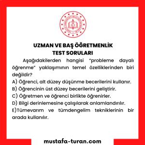 Uzman ve Baş Öğretmenlik Test Soruları 1. Modül 3. Test