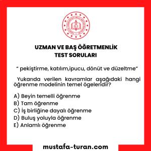 Uzman ve Baş Öğretmenlik Test Soruları 1. Modül 3. Test