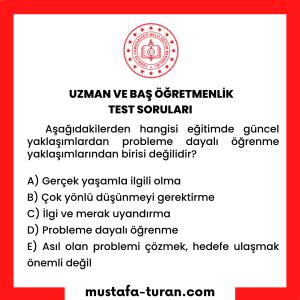 Uzman ve Baş Öğretmenlik Test Soruları 1. Modül 3. Test