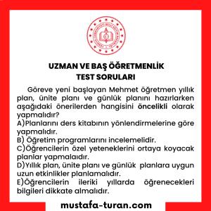 Uzman ve Baş Öğretmenlik Test Soruları 1. Modül 3. Test