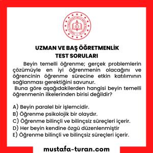 Uzman ve Baş Öğretmenlik Test Soruları 1. Modül 3. Test