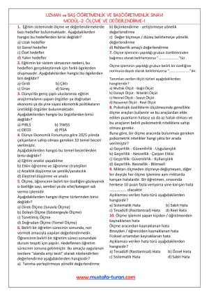 Uzman ve Baş Öğretmenlik Test Soruları 2. Modül 1. Test