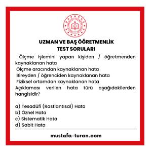 Uzman ve Baş Öğretmenlik Test Soruları 2. Modül 1. Test