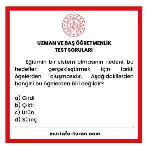 Uzman ve Baş Öğretmenlik Test Soruları 2. Modül 1. Test