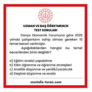 Uzman ve Baş Öğretmenlik Test Soruları 2. Modül 1. Test