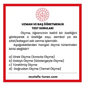 Uzman ve Baş Öğretmenlik Test Soruları 2. Modül 1. Test