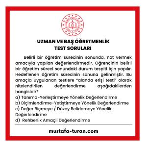 Uzman ve Baş Öğretmenlik Test Soruları 2. Modül 1. Test