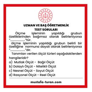 Uzman ve Baş Öğretmenlik Test Soruları 2. Modül 1. Test