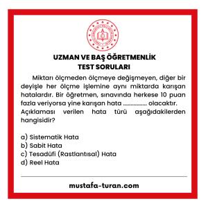 Uzman ve Baş Öğretmenlik Test Soruları 2. Modül 1. Test