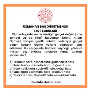 Uzman ve Baş Öğretmenlik Test Soruları 2. Modül 3. Test