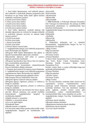 Uzman ve Baş Öğretmenlik Test Soruları 3. Modül 2. Test