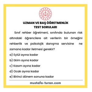 Uzman ve Baş Öğretmenlik Test Soruları 3. Modül 2. Test