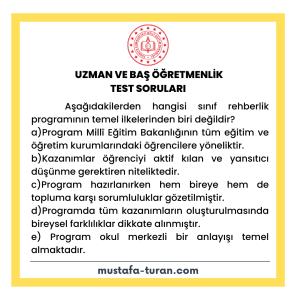 Uzman ve Baş Öğretmenlik Test Soruları 3. Modül 2. Test