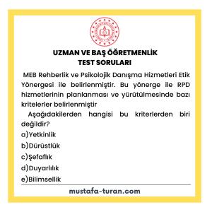 Uzman ve Baş Öğretmenlik Test Soruları 3. Modül 2. Test