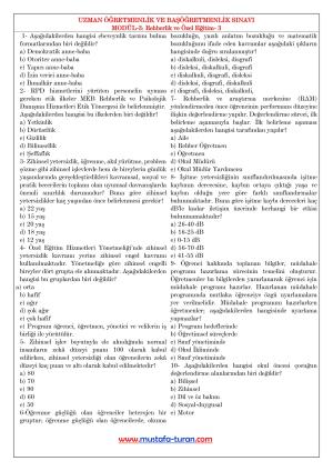 Uzman ve Baş Öğretmenlik Test Soruları 3. Modül 3. Test