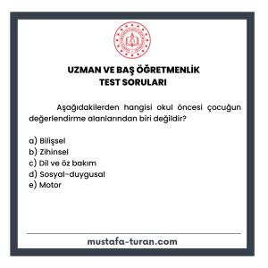 Uzman ve Baş Öğretmenlik Test Soruları 3. Modül 3. Test