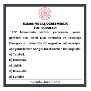 Uzman ve Baş Öğretmenlik Test Soruları 3. Modül 3. Test