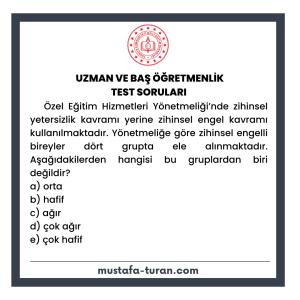 Uzman ve Baş Öğretmenlik Test Soruları 3. Modül 3. Test