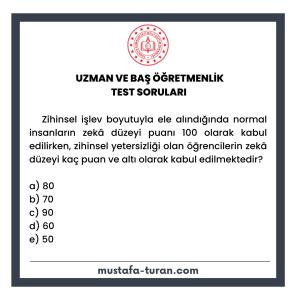 Uzman ve Baş Öğretmenlik Test Soruları 3. Modül 3. Test