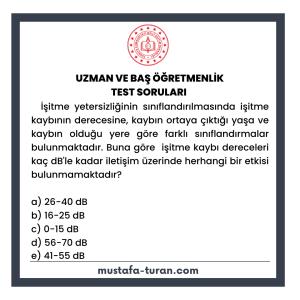 Uzman ve Baş Öğretmenlik Test Soruları 3. Modül 3. Test