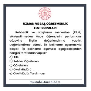 Uzman ve Baş Öğretmenlik Test Soruları 3. Modül 3. Test