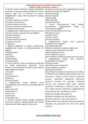 Uzman ve Baş Öğretmenlik Test Soruları 4. Modül 1. Test