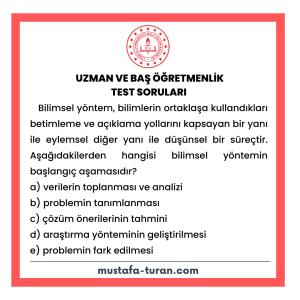 Uzman ve Baş Öğretmenlik Test Soruları 4. Modül 1. Test