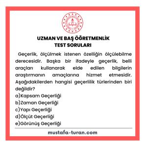 Uzman ve Baş Öğretmenlik Test Soruları 4. Modül 1. Test