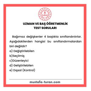 Uzman ve Baş Öğretmenlik Test Soruları 4. Modül 1. Test