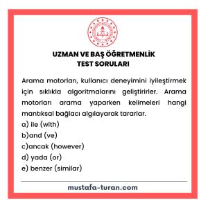 Uzman ve Baş Öğretmenlik Test Soruları 4. Modül 1. Test