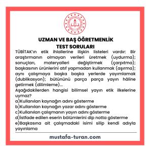 Uzman ve Baş Öğretmenlik Test Soruları 4. Modül 1. Test